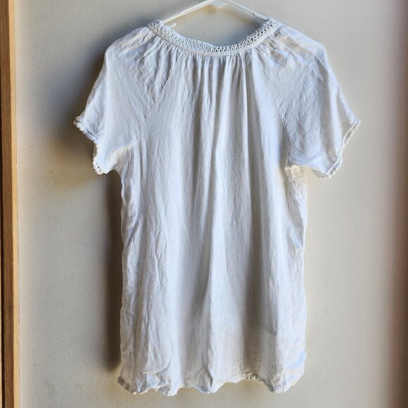 Alessia Pacini White 100% Linen V-Neck Short Sleeve Jersey Size Small - Picture 15 of 15